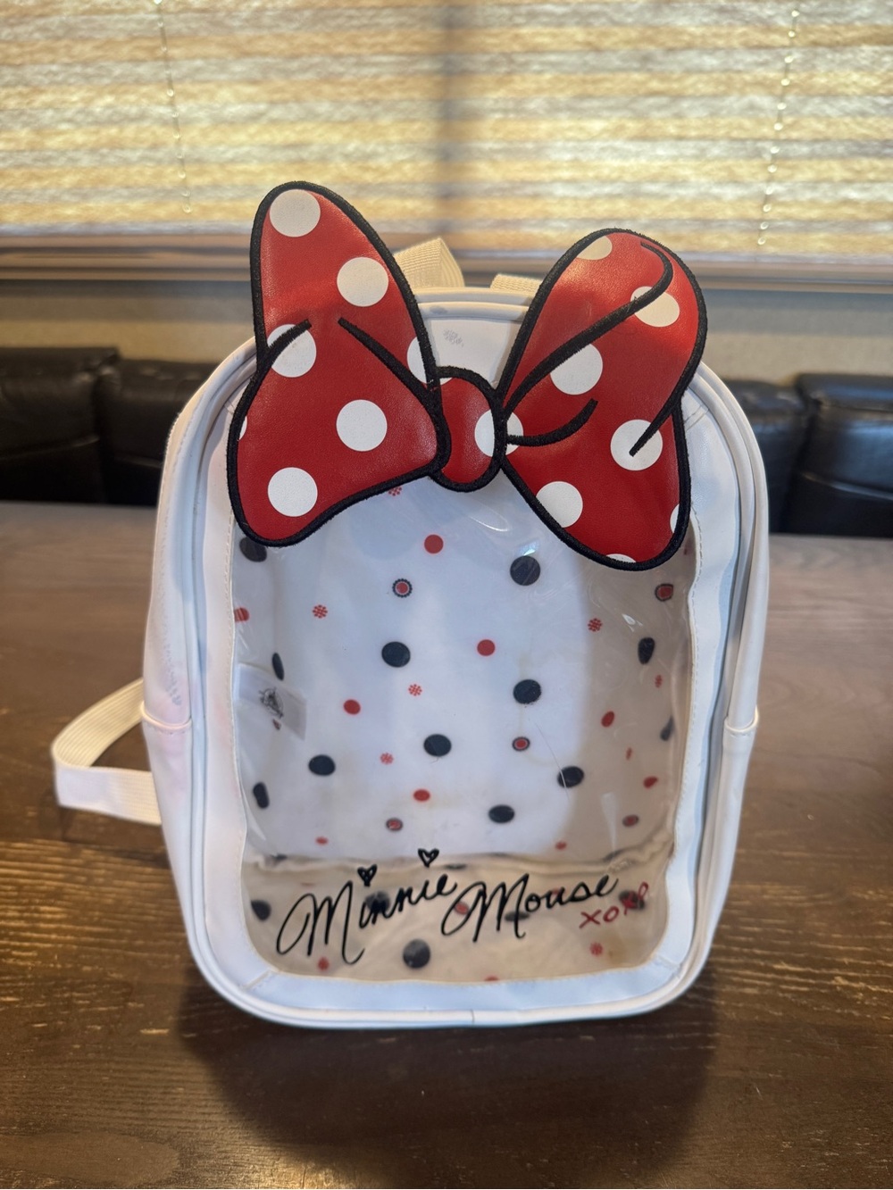 Kids Clear Backpack with Red Polka Dot Bow